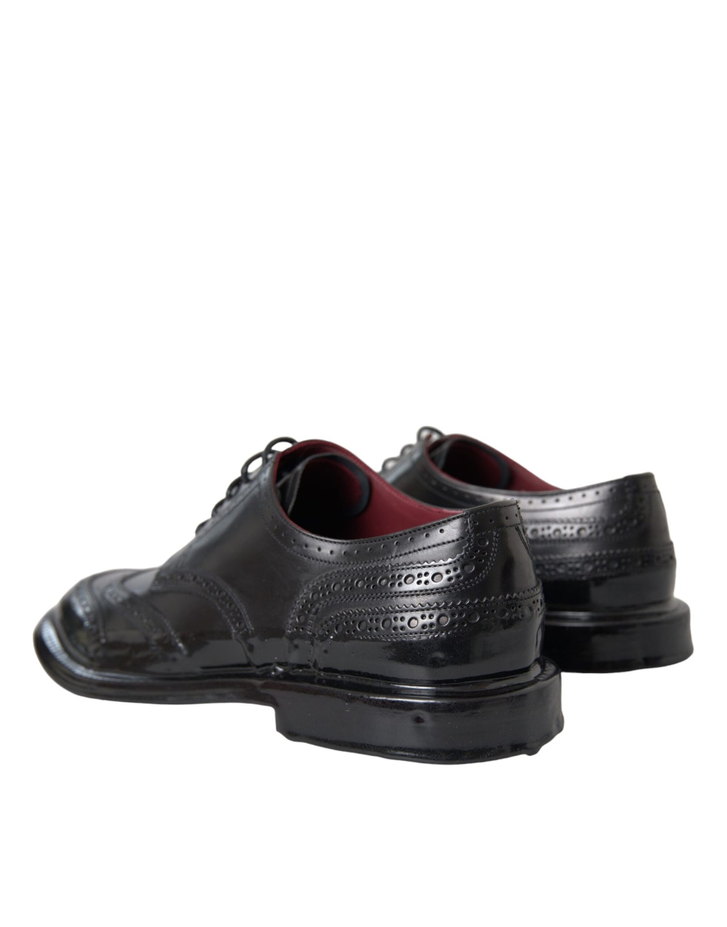 Dolce &amp;amp; Gabbana Svarta Oxford-skor i läder med vingspetsar och vingspetsar för män
