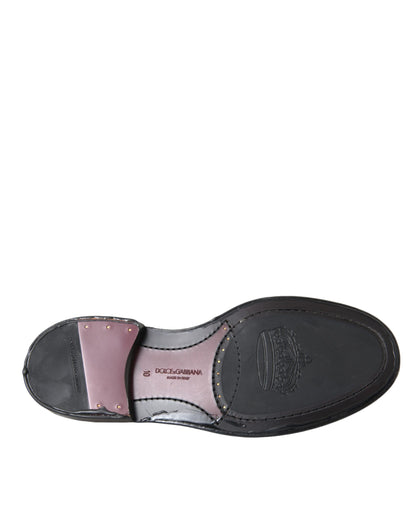 Dolce &amp;amp; Gabbana Svarta Oxford-skor i läder med vingspetsar och vingspetsar för män