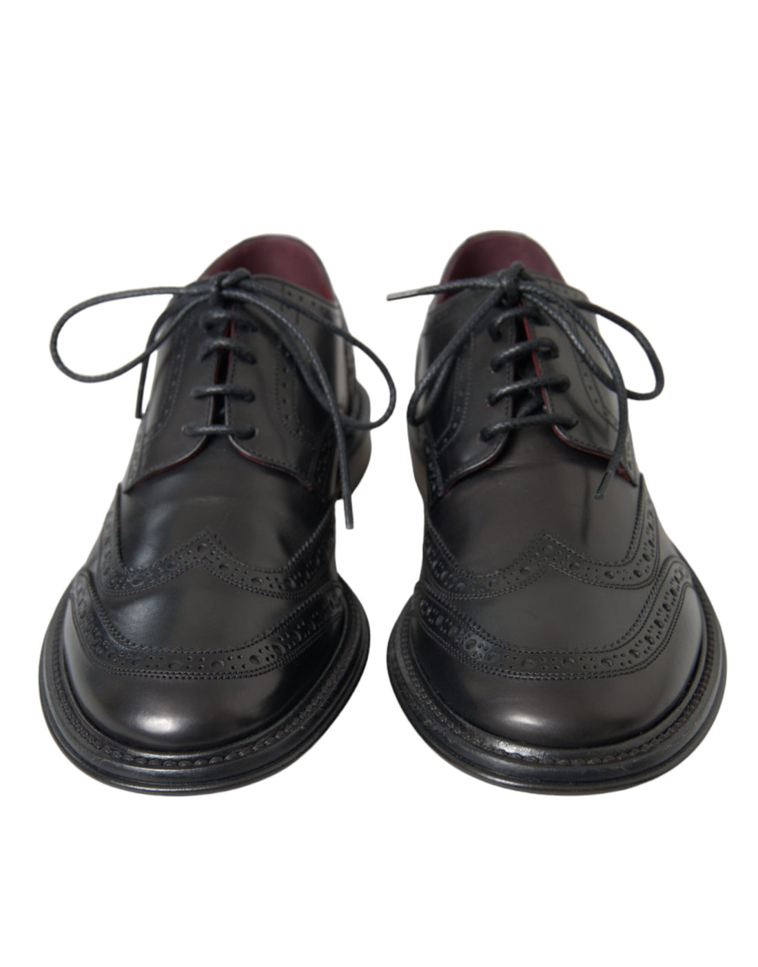 Dolce &amp;amp; Gabbana Svarta Oxford-skor i läder med vingspetsar och vingspetsar för män