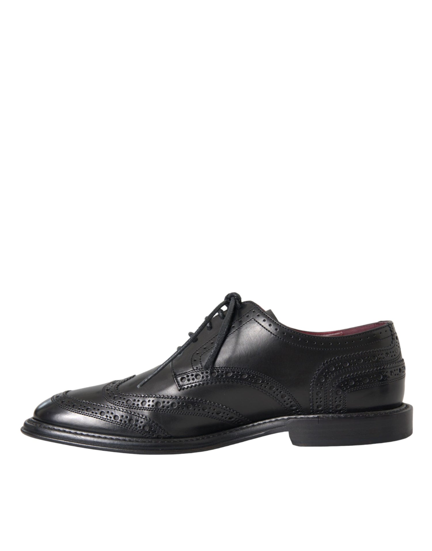 Dolce &amp;amp; Gabbana Svarta Oxford-skor i läder med vingspetsar och vingspetsar för män