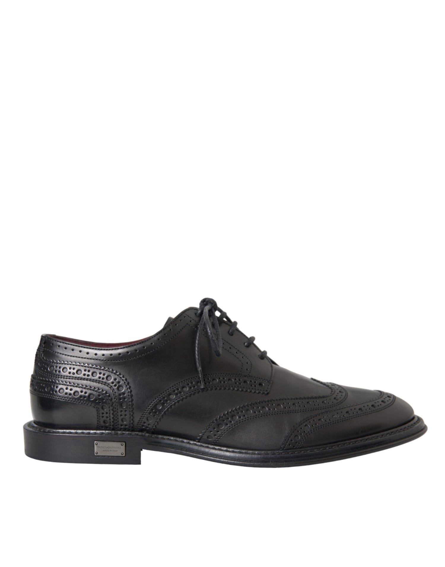 Dolce &amp;amp; Gabbana Svarta Oxford-skor i läder med vingspetsar och vingspetsar för män