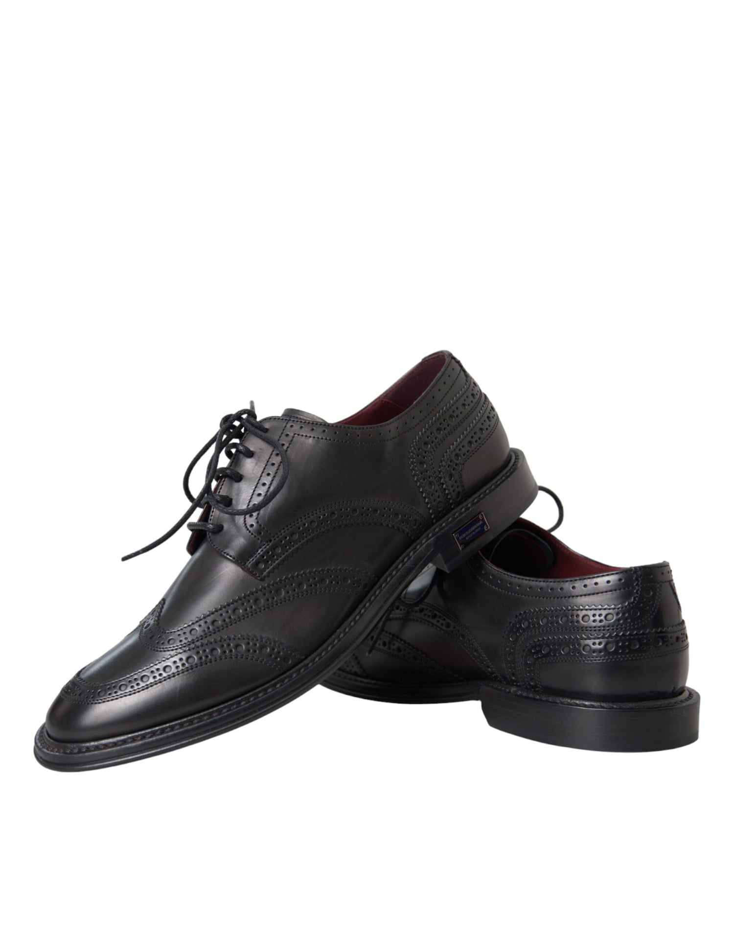 Dolce &amp;amp; Gabbana Svarta Oxford-skor i läder med vingspetsar och vingspetsar för män