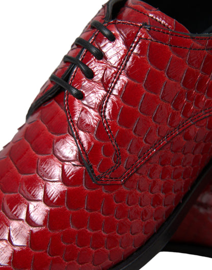 Dolce &amp;amp; Gabbana Röda Texturerade Lackerade Derby Herrskor