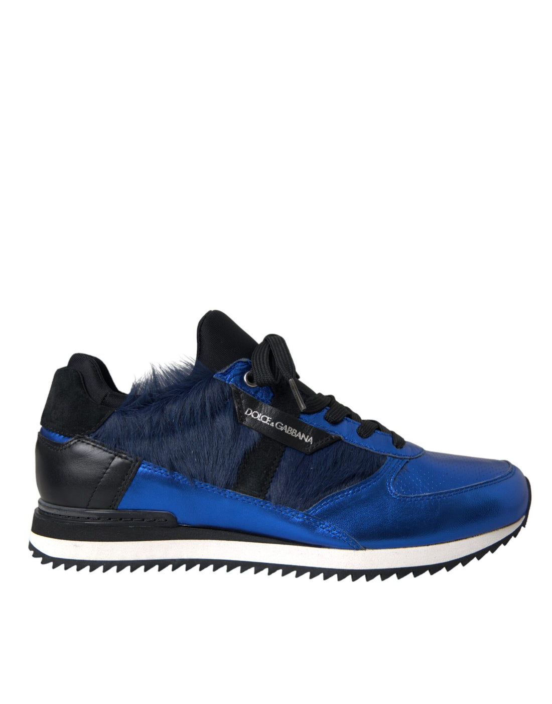 Dolce &amp;amp; Gabbana Blå Svarta Kalvhår Lädersneakers Skor