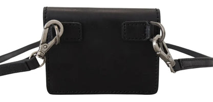 Dolce &amp;amp; Gabbana svart läderplånbok med dubbel axelrem och sling