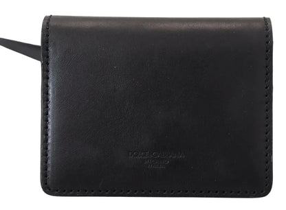 Dolce &amp;amp; Gabbana svart läderplånbok med dubbel axelrem och sling