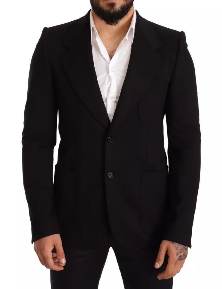 Dolce &amp;amp; Gabbana Svart Ull Slim Fit Kappa Kavaj