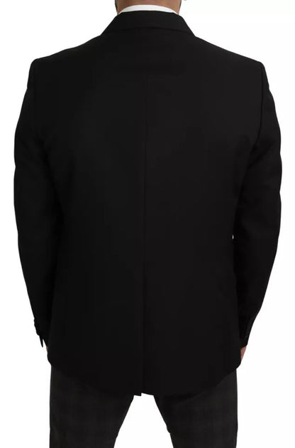 Dolce &amp;amp; Gabbana Svart Ull Slim Fit Notch Kavajkavaj