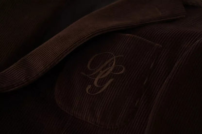 Dolce &amp;amp; Gabbana Brun Manchesterjacka Slim Fit Kavaj med DG-logotyp