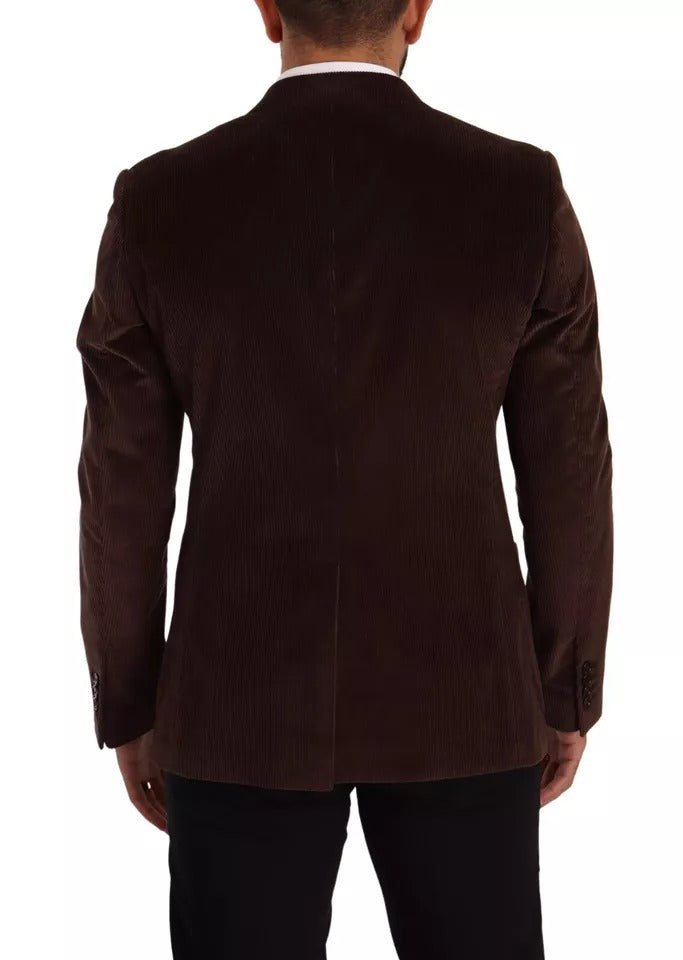Dolce &amp;amp; Gabbana Brun Manchesterjacka Slim Fit Kavaj med DG-logotyp