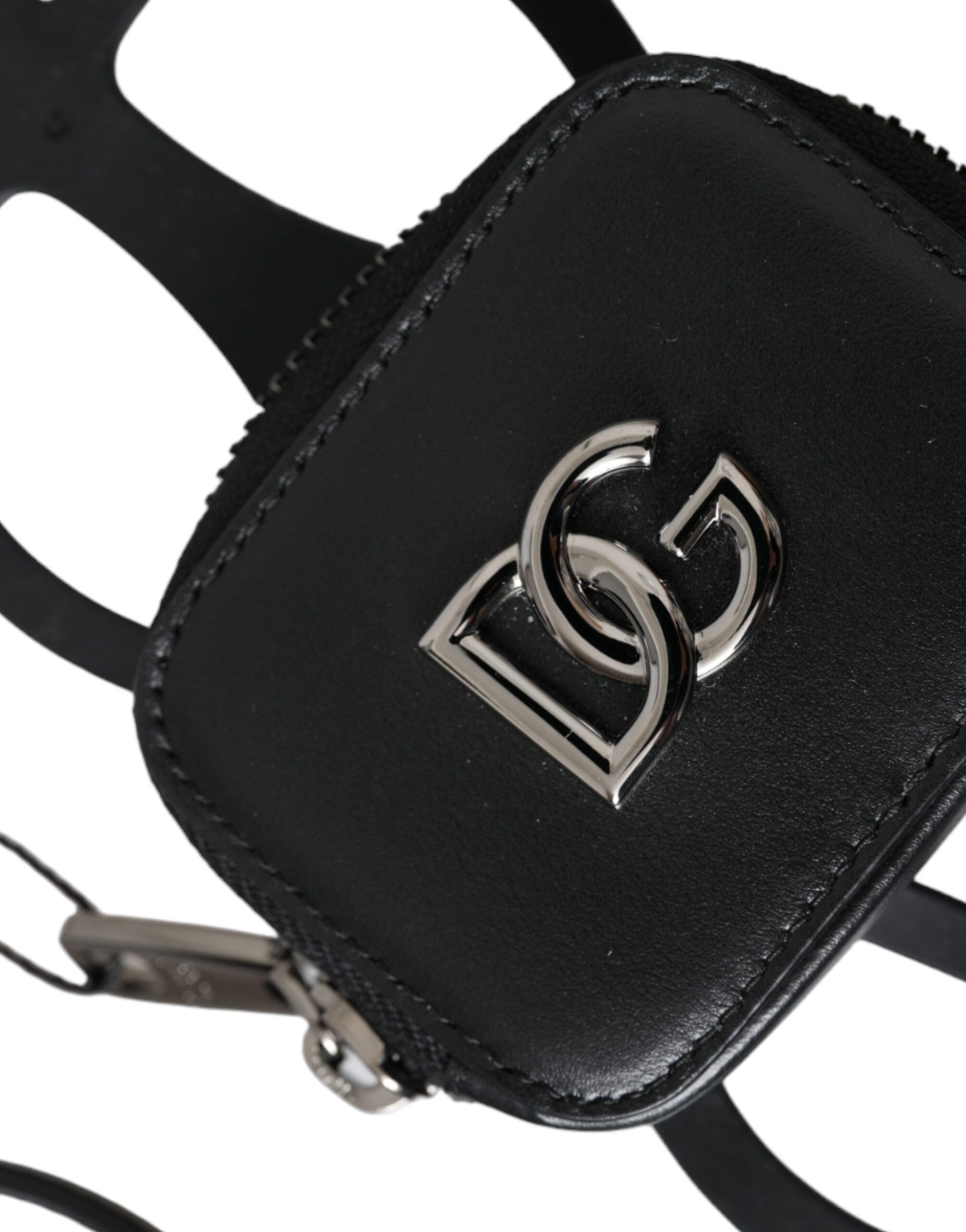 Dolce &amp;amp; Gabbana Svart Kalvskinnsläder DG Logotyp Myntväska Snodd Plånbok