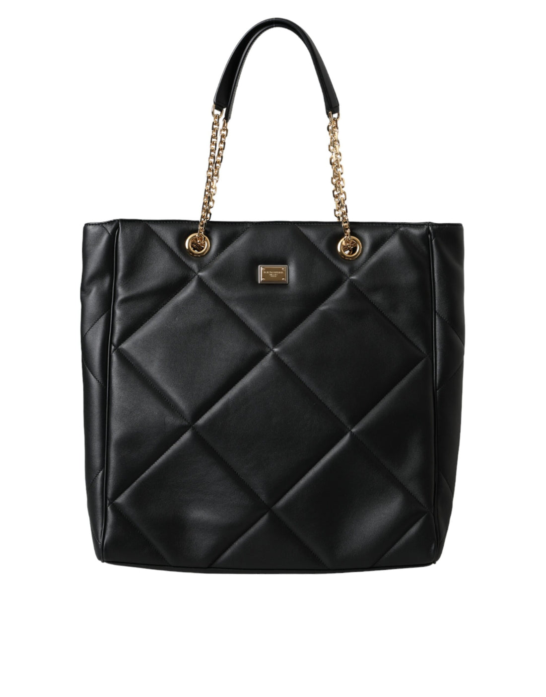 Dolce &amp;amp; Gabbana svart läderväska JUNGLE quiltad shoppingväska