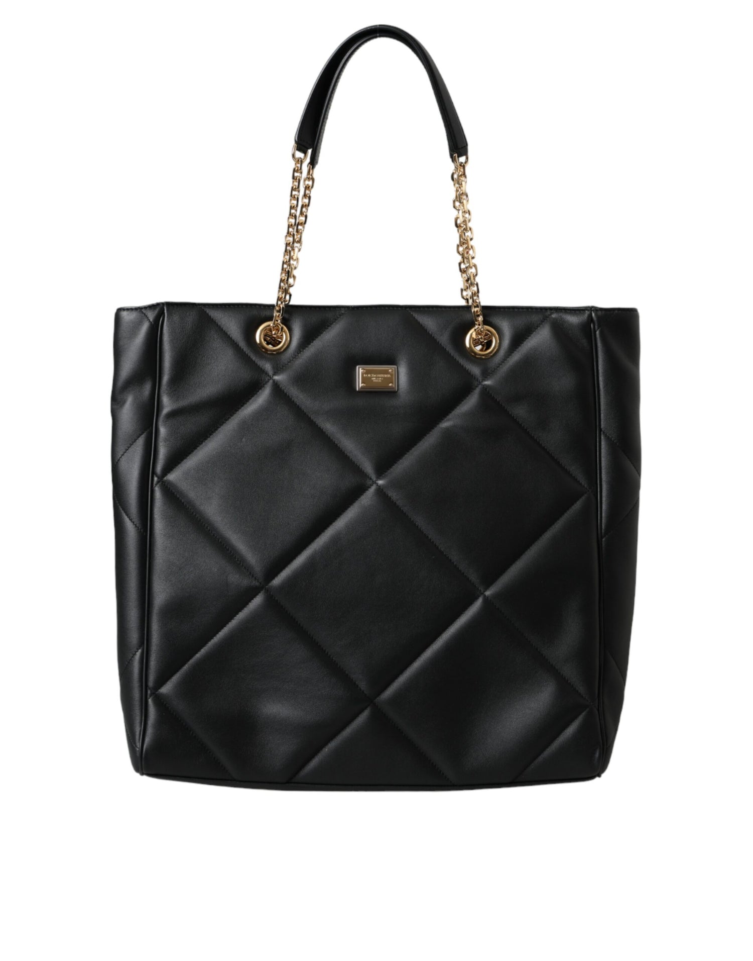 Dolce &amp;amp; Gabbana svart läderväska JUNGLE quiltad shoppingväska