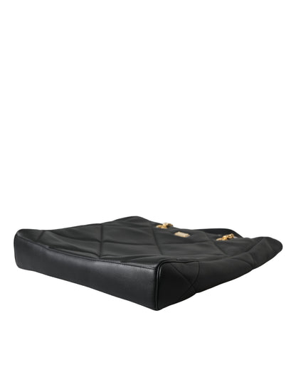 Dolce &amp;amp; Gabbana svart läderväska JUNGLE quiltad shoppingväska