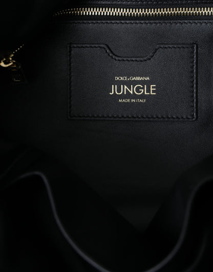 Dolce &amp;amp; Gabbana svart läderväska JUNGLE quiltad shoppingväska
