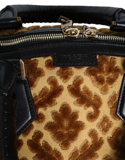 Dolce &amp;amp; Gabbana Beige Sammetsväska med Topphandtag och Axelremsväska för Dam