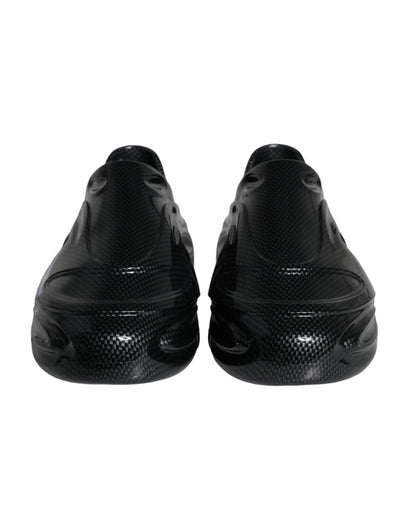 Dolce &amp;amp; Gabbana Svarta Foiled Rubber Toy Låga Sneakers Herrskor