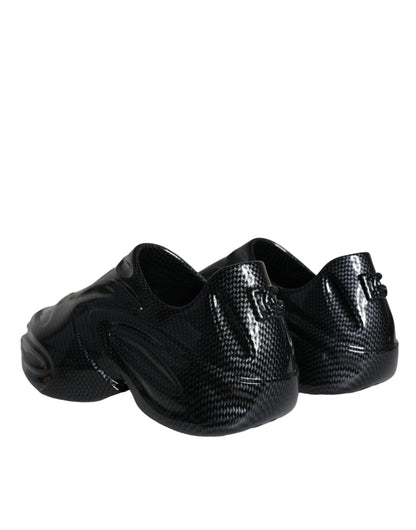 Dolce &amp;amp; Gabbana Svarta Foiled Rubber Toy Låga Sneakers Herrskor