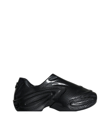 Dolce &amp;amp; Gabbana Svarta Foiled Rubber Toy Låga Sneakers Herrskor