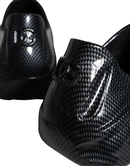 Dolce &amp;amp; Gabbana Svarta Foiled Rubber Toy Låga Sneakers Herrskor
