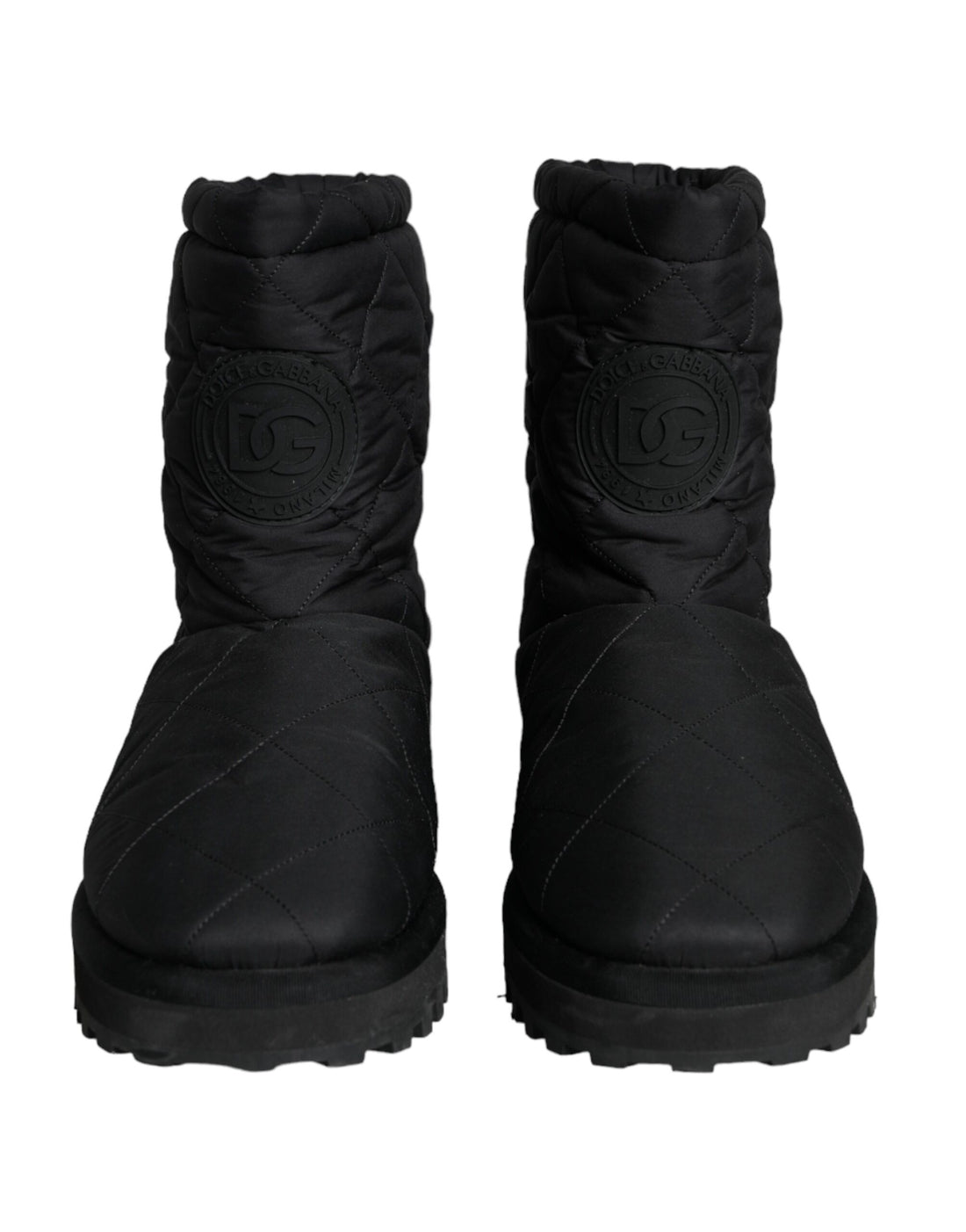 Dolce &amp;amp; Gabbana Svarta Nylon Vadderade Mid Calf Herrstövlar Skor