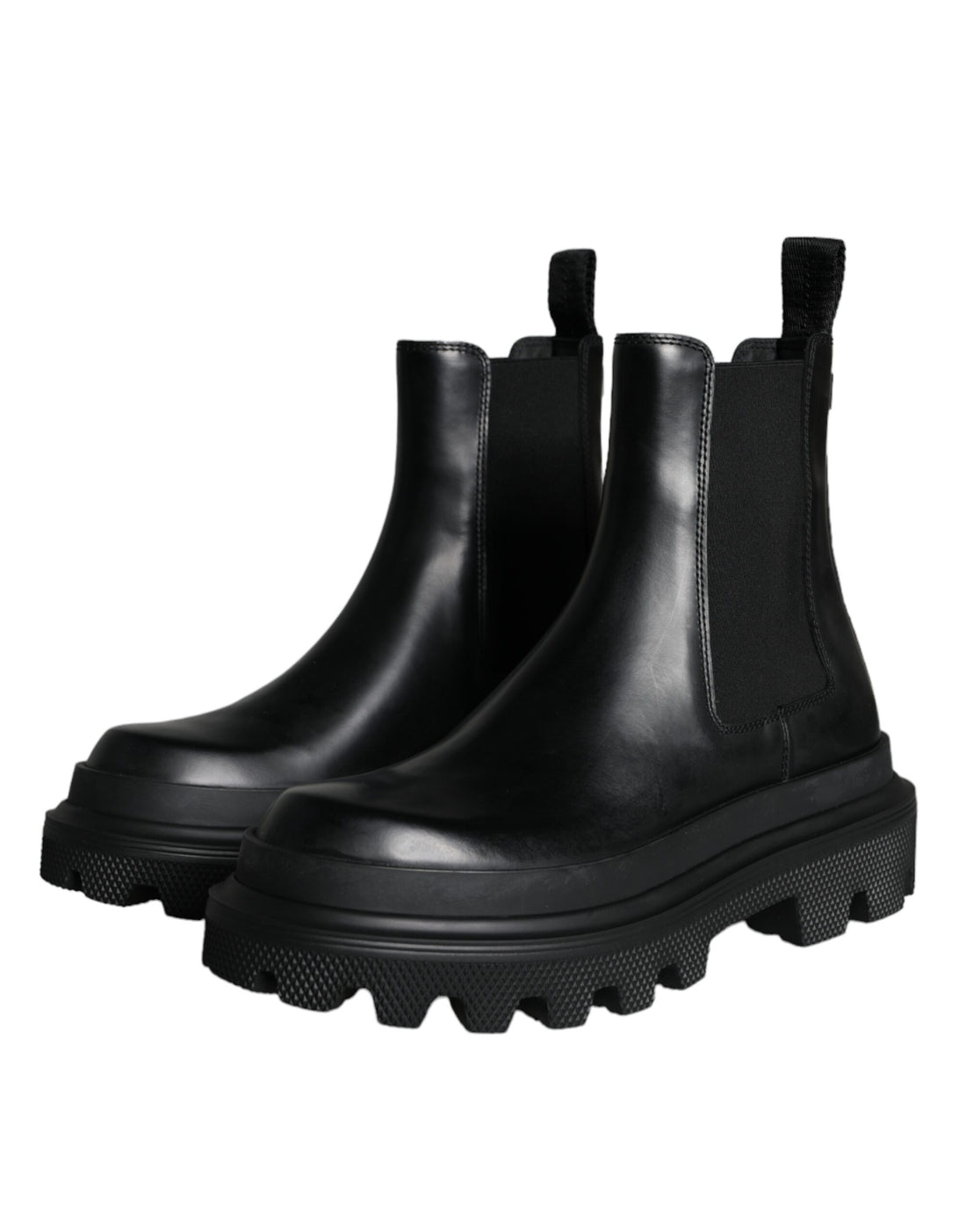 Dolce &amp;amp; Gabbana Svarta Läder Slip On Stretch Vandringskängor Skor