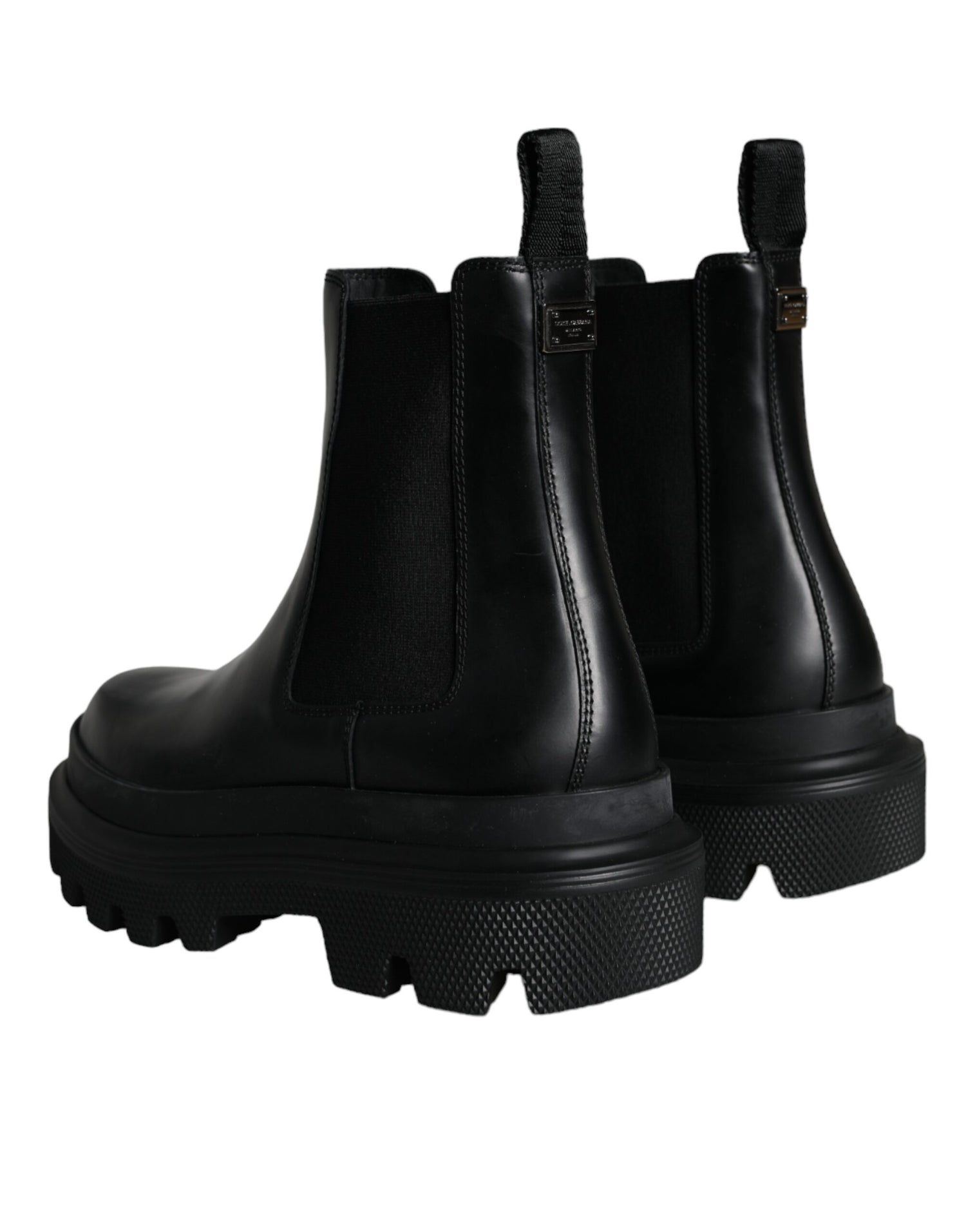 Dolce &amp;amp; Gabbana Svarta Läder Slip On Stretch Vandringskängor Skor