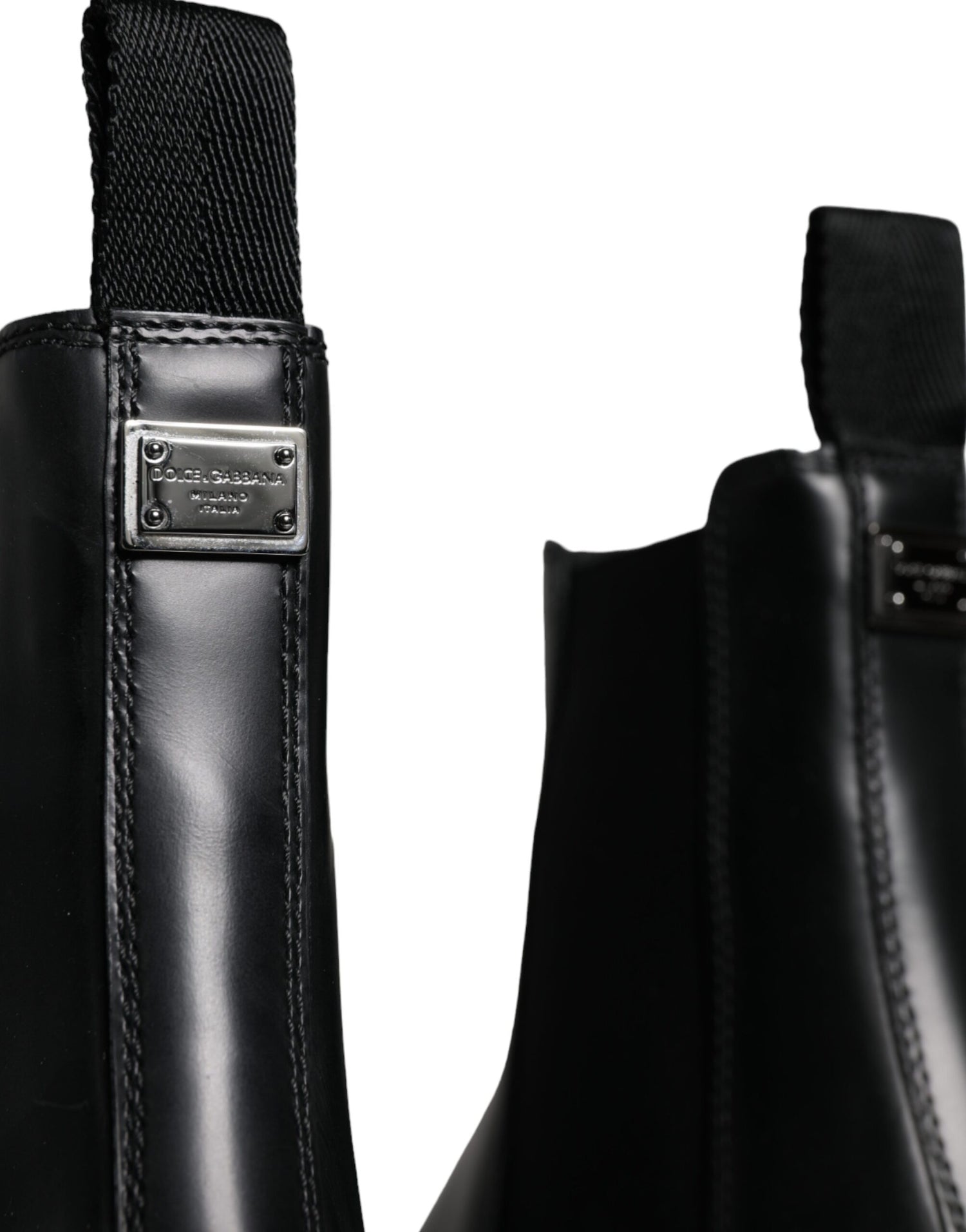 Dolce &amp;amp; Gabbana Svarta Läder Slip On Stretch Vandringskängor Skor