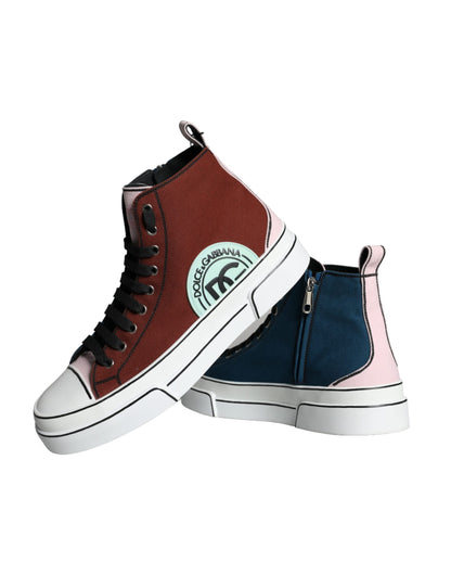 Dolce &amp;amp; Gabbana Flerfärgade Patchwork Höga Sneakers Skor