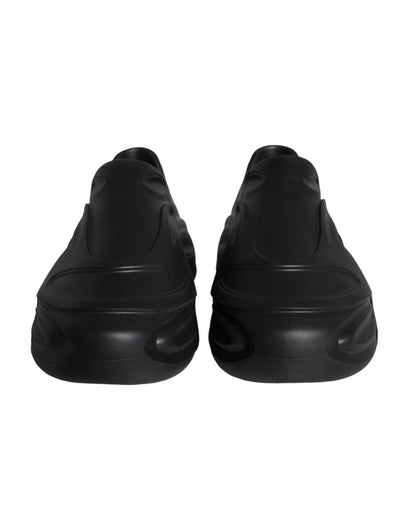 Dolce &amp;amp; Gabbana svarta folierade gummileksaks låga sneakers