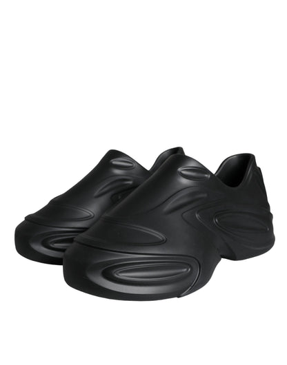 Dolce &amp;amp; Gabbana svarta folierade gummileksaks låga sneakers