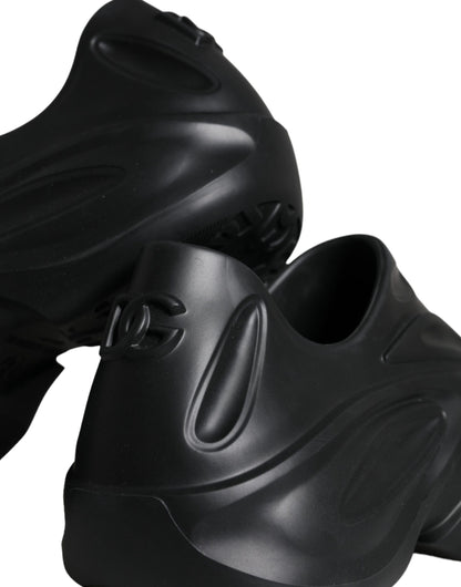 Dolce &amp;amp; Gabbana svarta folierade gummileksaks låga sneakers
