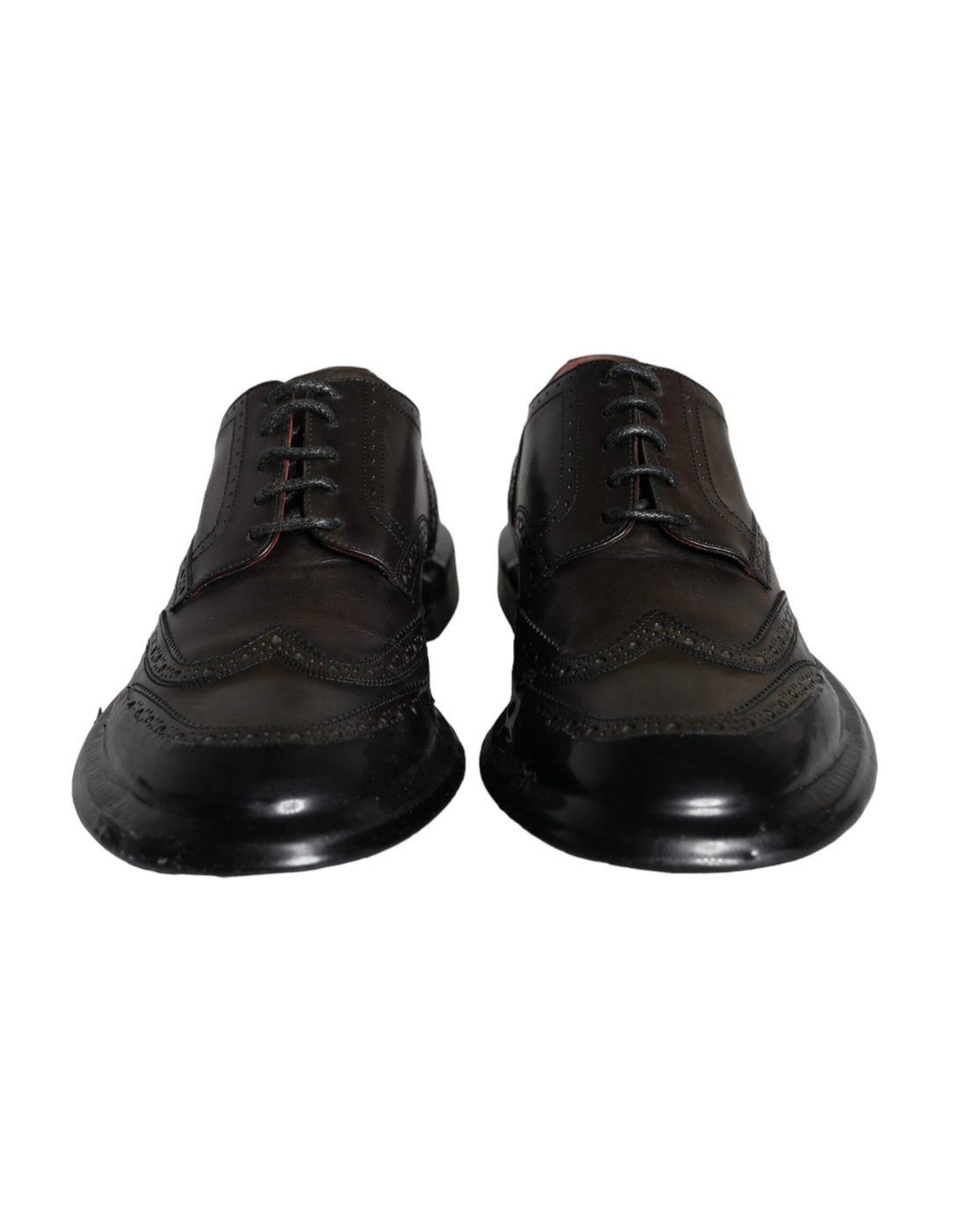 Dolce &amp;amp; Gabbana Svarta Oxford-skor i läder med vingspetsar och vingspetsar för män