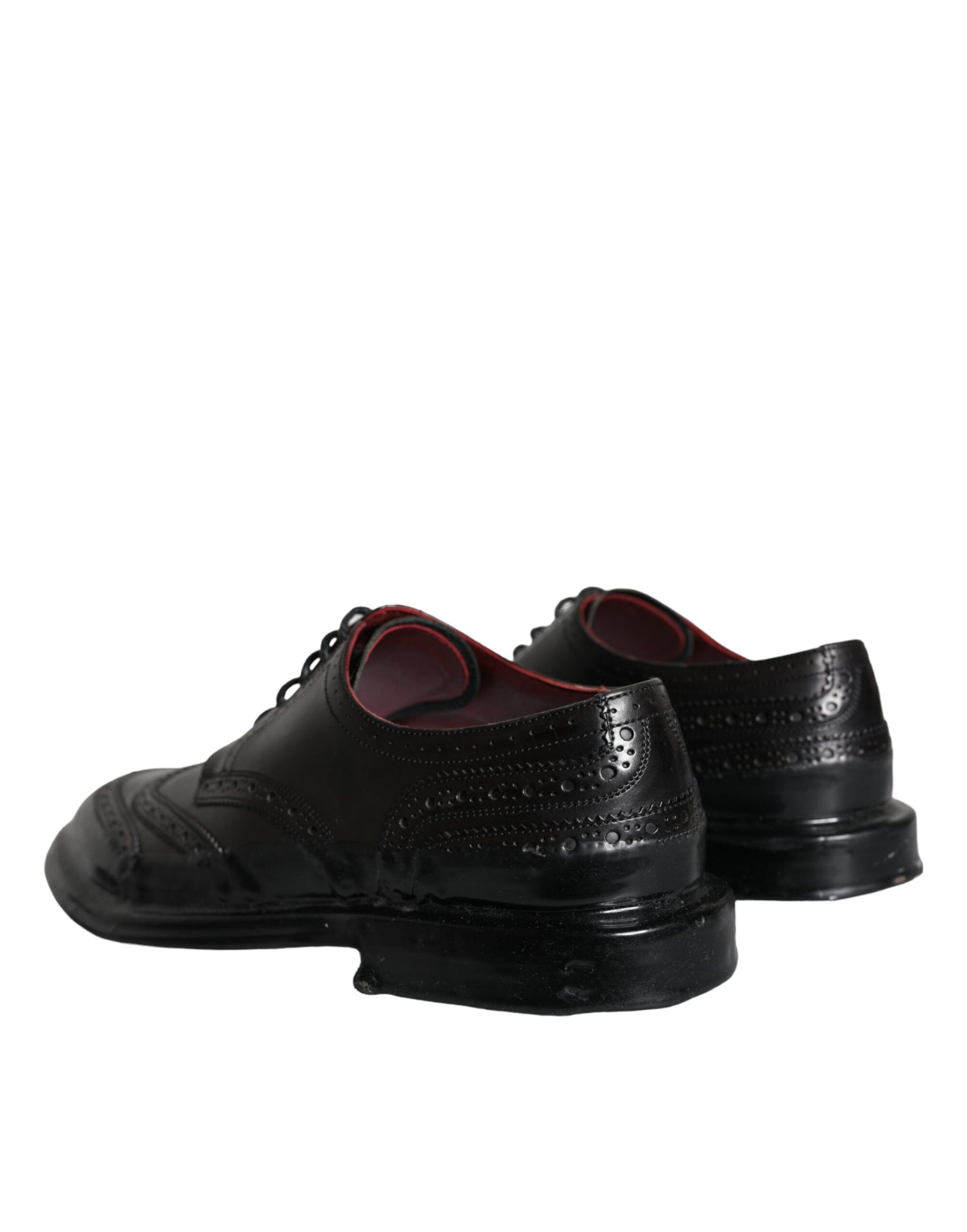 Dolce &amp;amp; Gabbana Svarta Oxford-skor i läder med vingspetsar och vingspetsar för män