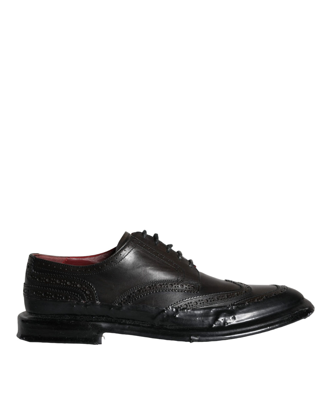 Dolce &amp;amp; Gabbana Svarta Oxford-skor i läder med vingspetsar och vingspetsar för män