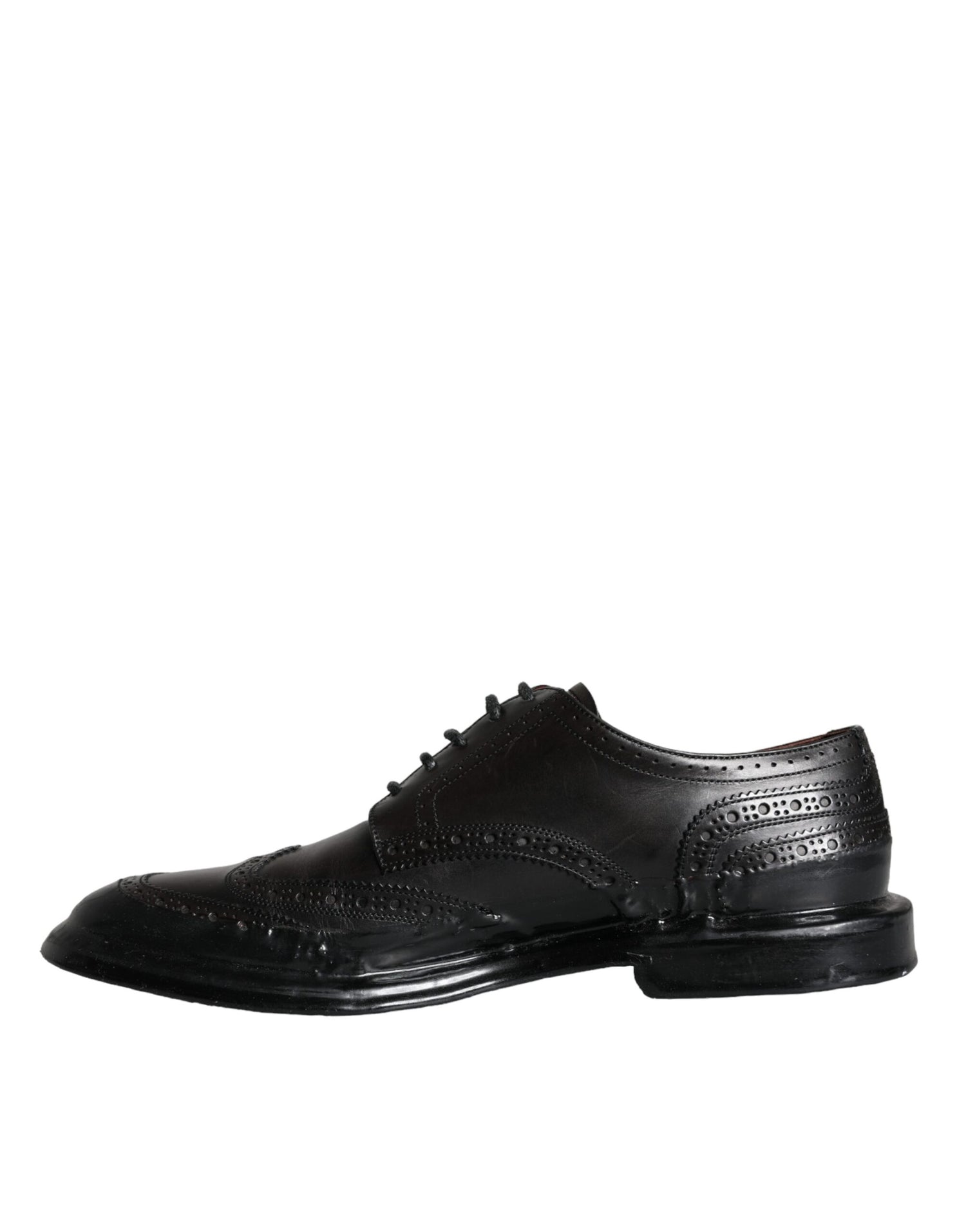 Dolce &amp;amp; Gabbana Svarta Oxford-skor i läder med vingspetsar och vingspetsar för män