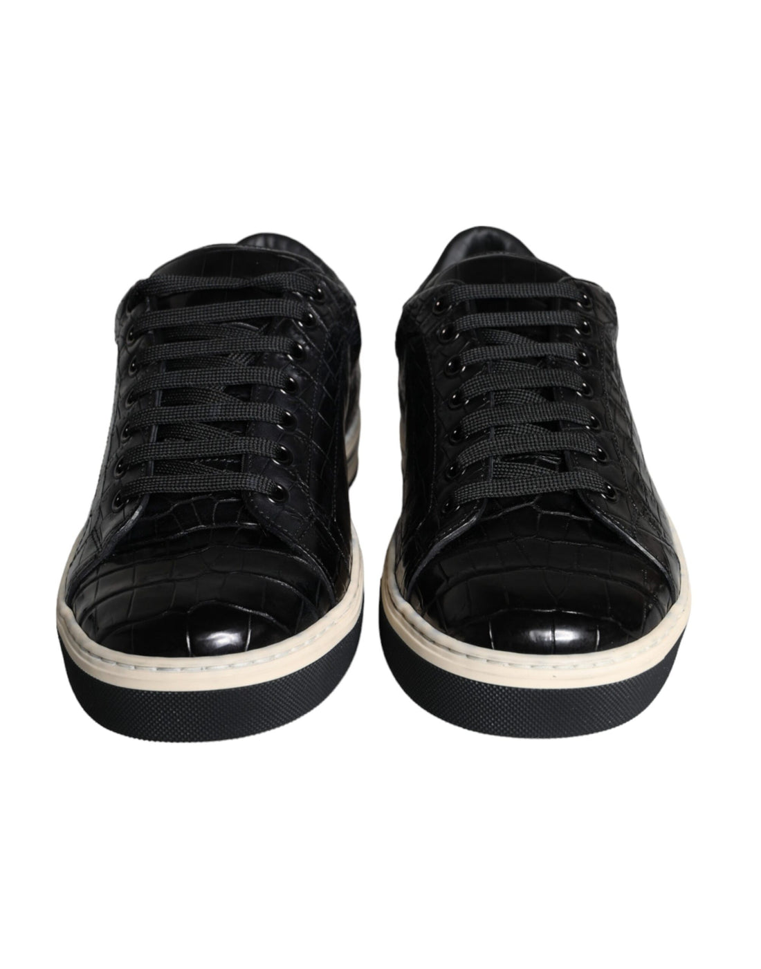 Dolce &amp;amp; Gabbana Svarta Läder Herr Låga Sneakers Skor