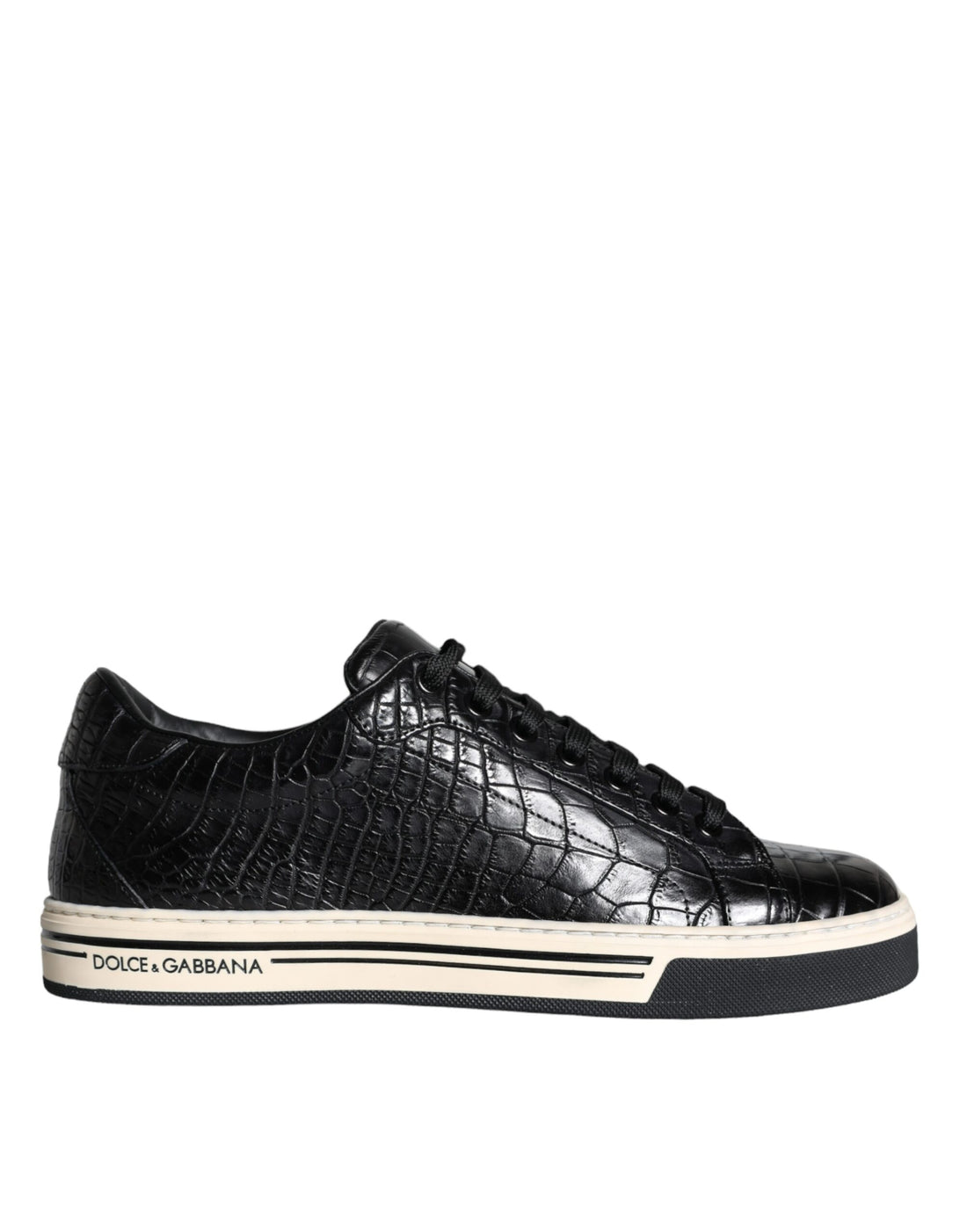 Dolce &amp;amp; Gabbana Svarta Läder Herr Låga Sneakers Skor
