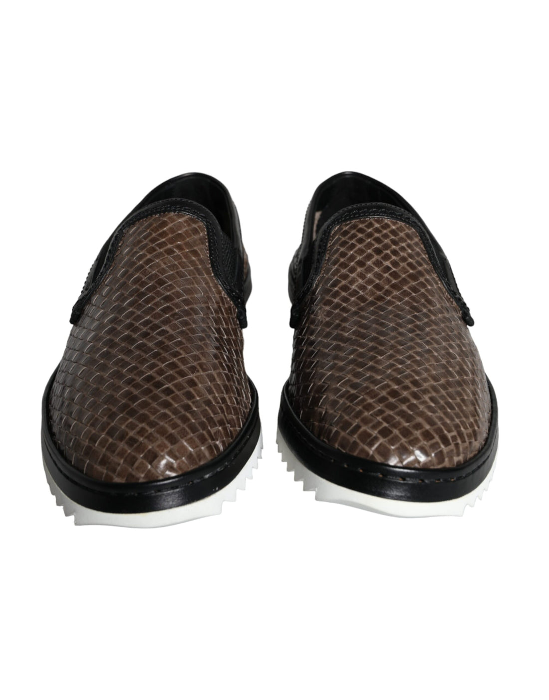 Dolce &amp;amp; Gabbana Bruna Svarta Lädervävda Loafers Herrskor