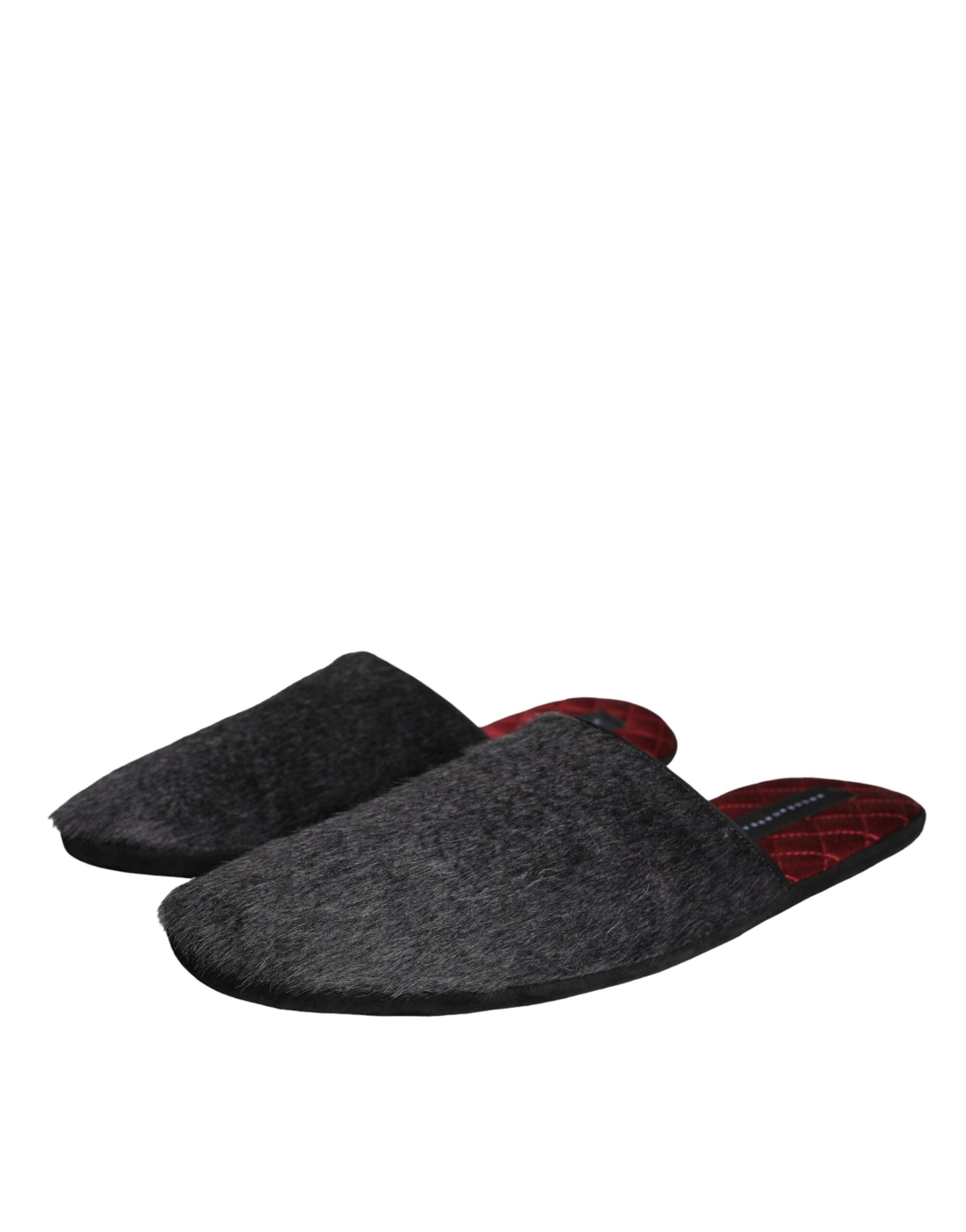 Dolce &amp;amp; Gabbana Svarta Fuskpäls Slip On Skor