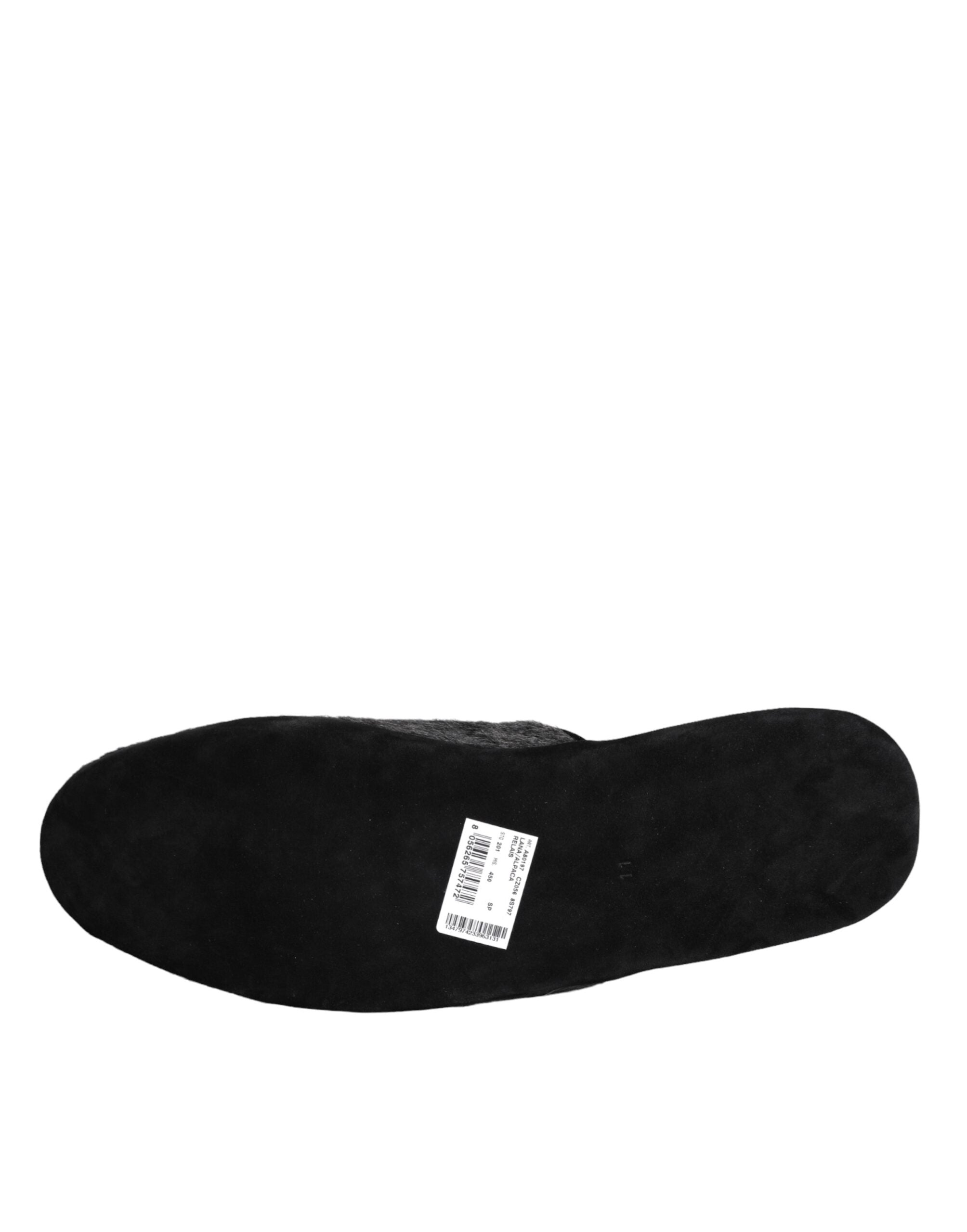 Dolce &amp;amp; Gabbana Svarta Fuskpäls Slip On Skor