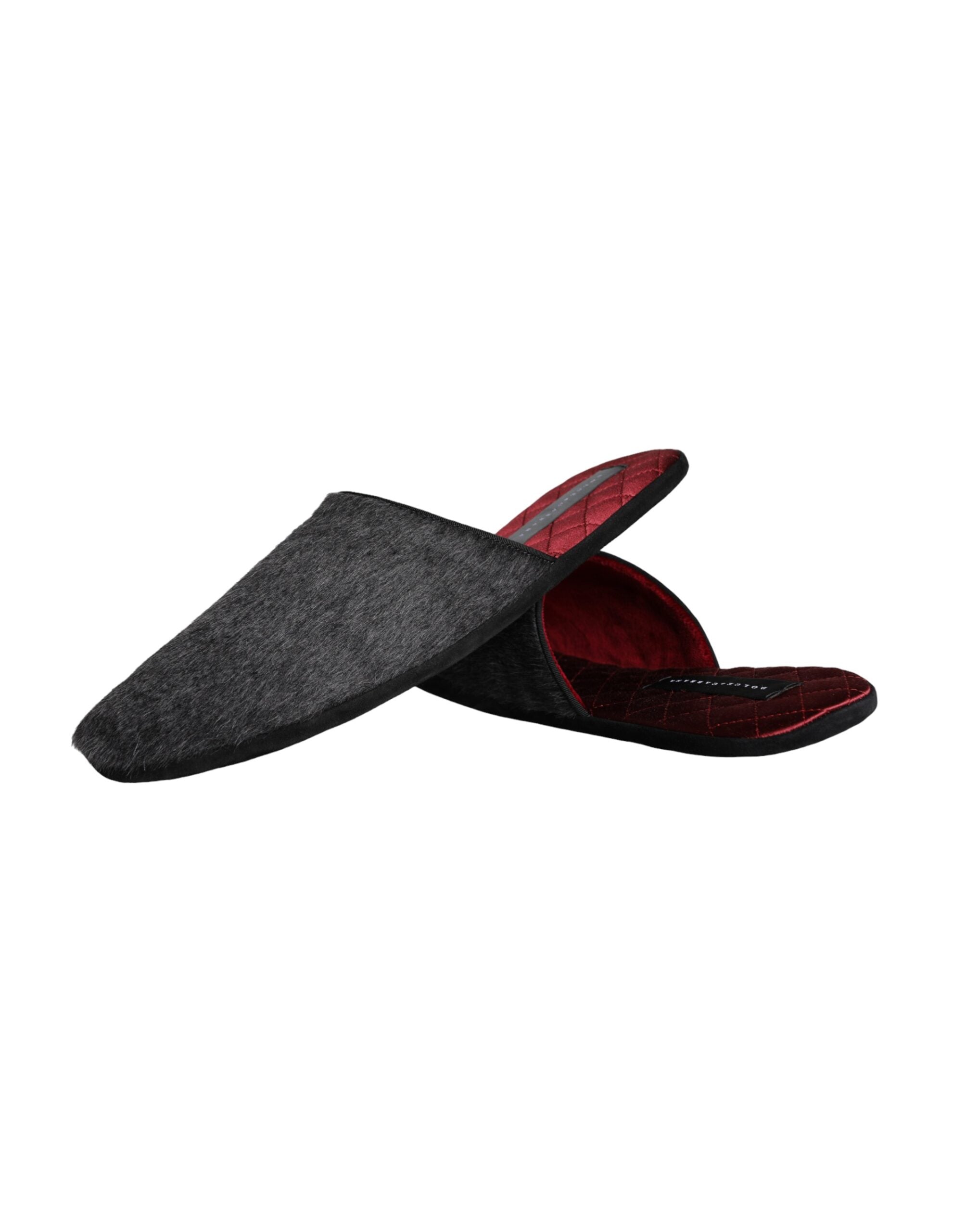 Dolce &amp;amp; Gabbana Svarta Fuskpäls Slip On Skor