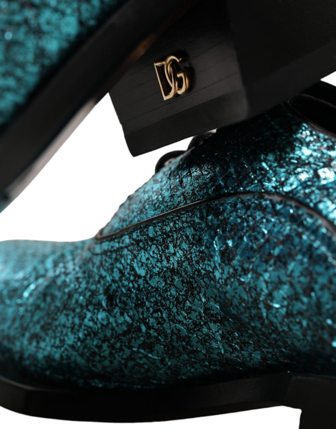 Dolce &amp;amp; Gabbana Blå Läder Derby Block Heels Finskor