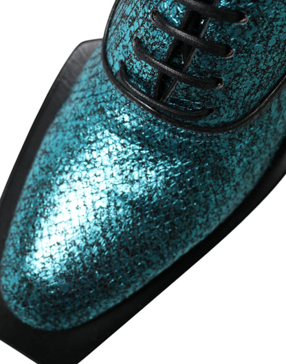 Dolce &amp;amp; Gabbana Blå Läder Derby Block Heels Finskor
