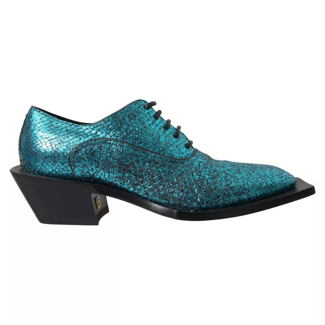 Dolce &amp;amp; Gabbana Blå Läder Derby Block Heels Finskor