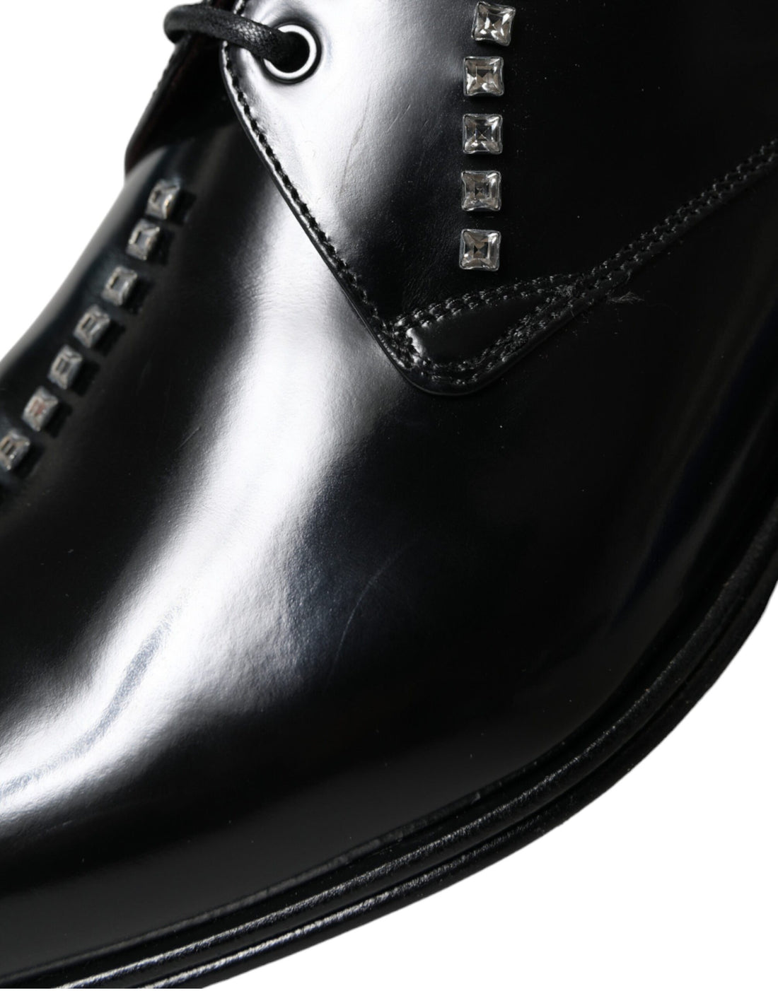 Dolce &amp;amp; Gabbana Svarta Läder Kristaller Formella Skor