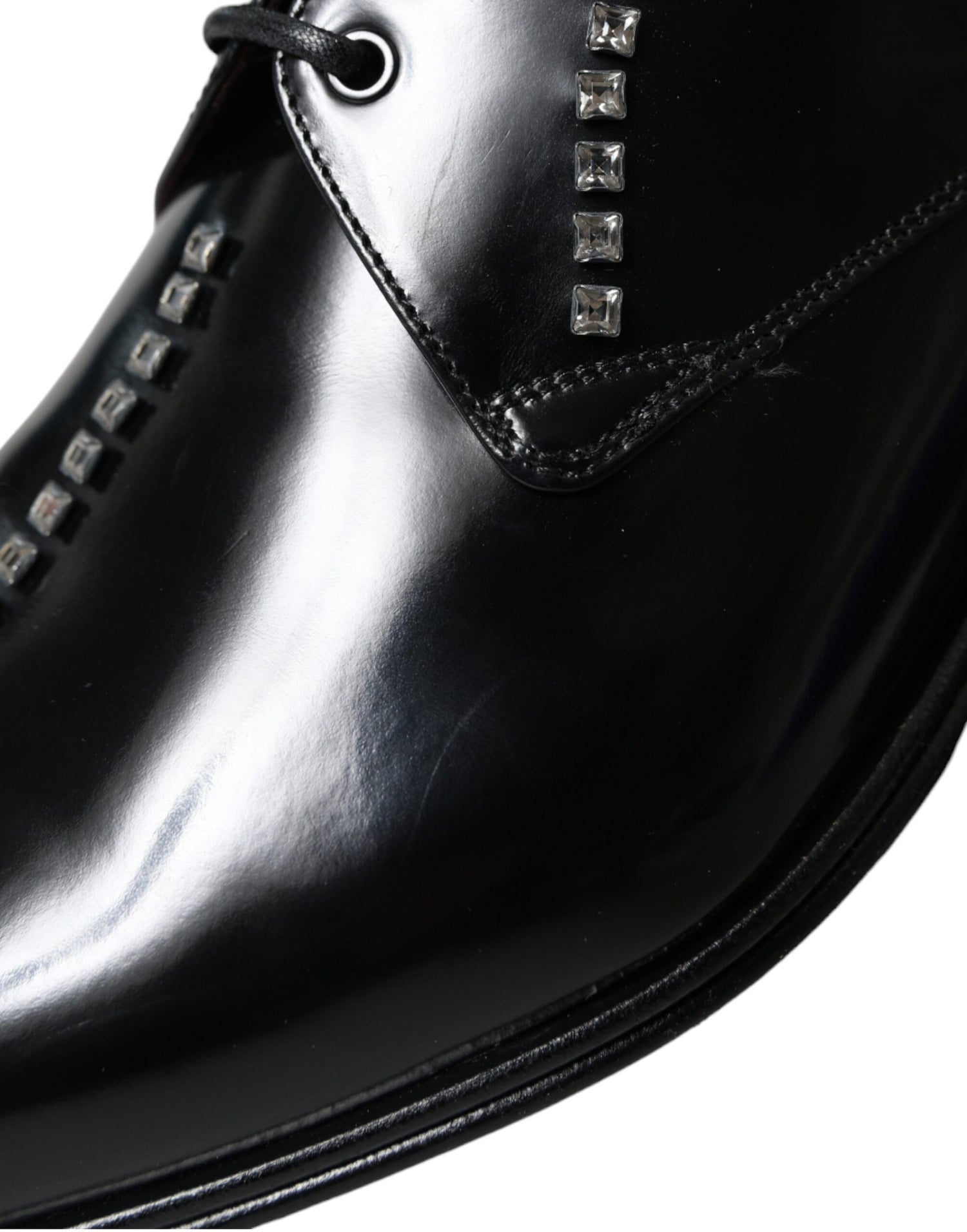 Dolce &amp;amp; Gabbana Svarta Läder Kristaller Formella Skor
