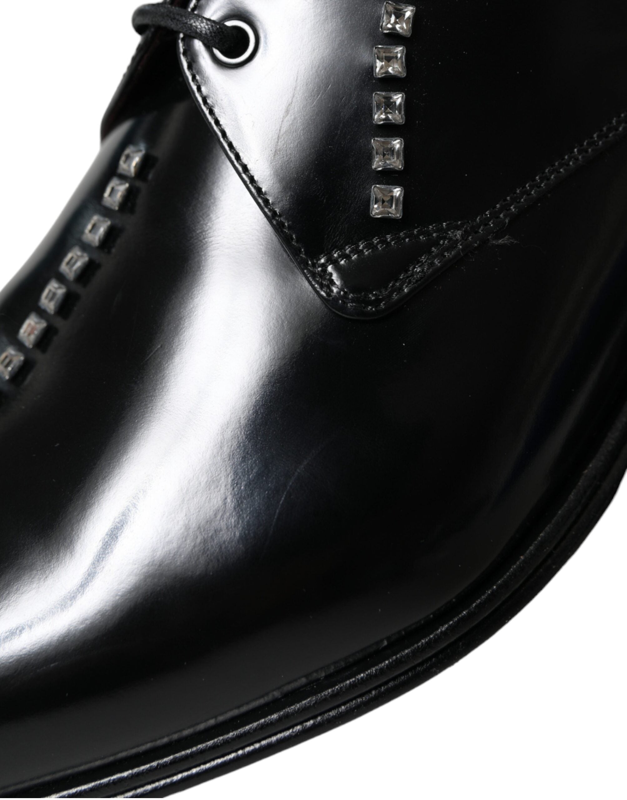 Dolce &amp;amp; Gabbana Svarta Läder Kristaller Formella Skor