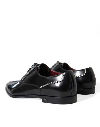 Dolce &amp;amp; Gabbana Svarta Läder Kristaller Formella Skor