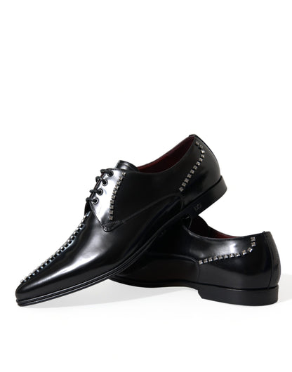 Dolce &amp;amp; Gabbana Svarta Läder Kristaller Formella Skor